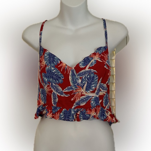 TOPSHOP | Hawaiian Flower Print Crop Top SZ 6 - Picture 4 of 10